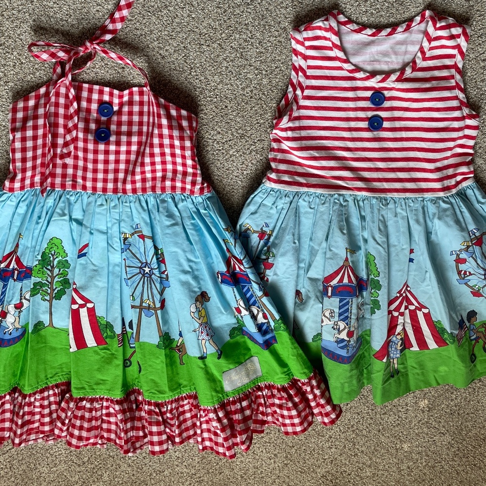 Eleanor Rose Day at the Fair sibling dresses